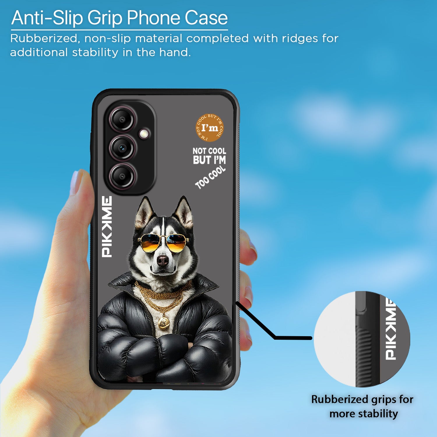 Pikkme Back Cover Pc Tpu + Printed Cool Funky Stylish Grey Dog Swag Raised Edges Camera Protection |Bumper Case For Samsung Galaxy A14 (Design 02)