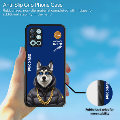 Pikkme Back Cover Pc Tpu + Printed Cool Funky Stylish Blue Dog Swag Raised Edges Camera Protection |Bumper Case For OnePlus 9R (Design 08)