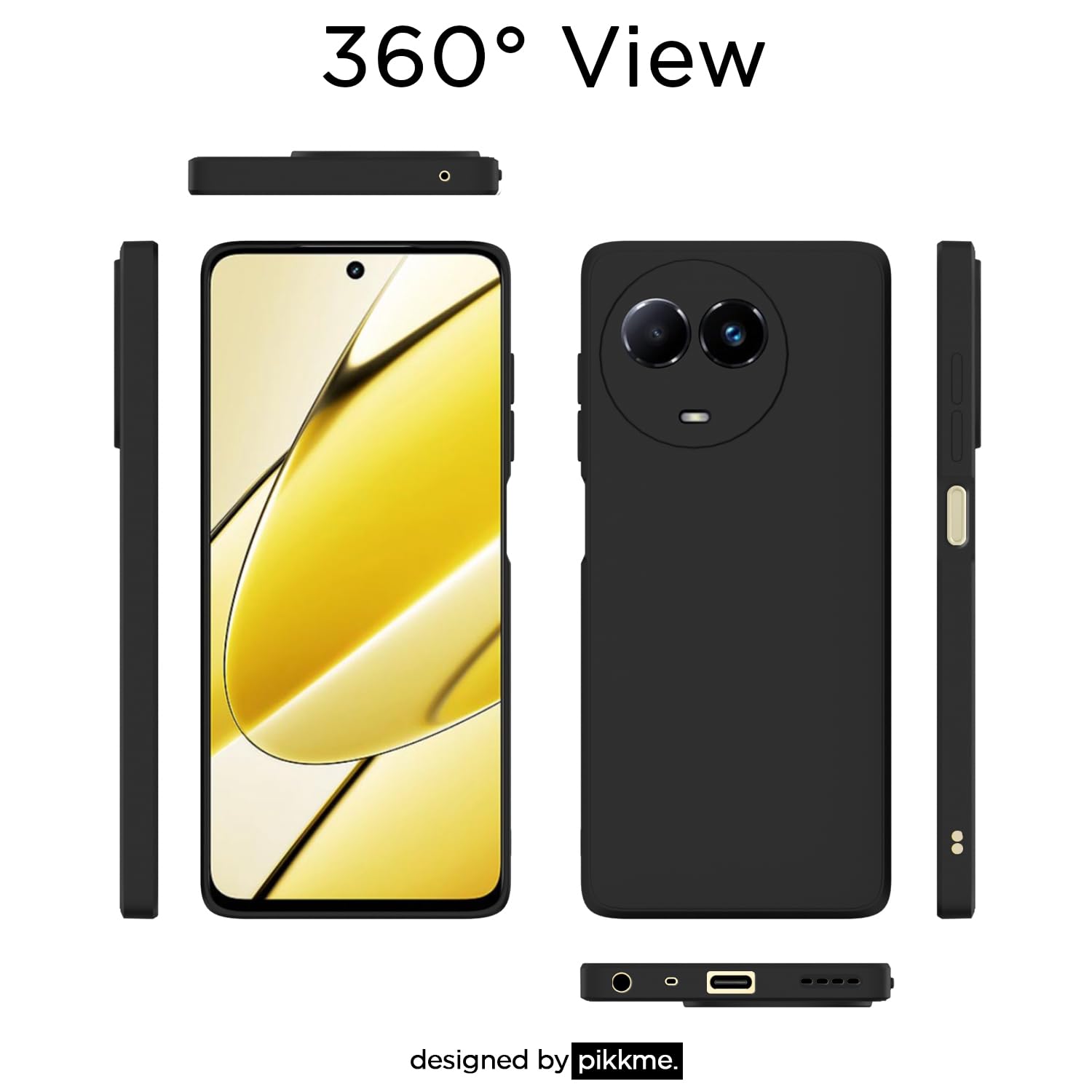 Black phone cover for Realme 11/11x/Narzo 60x 5G – Pikkme – photo 2