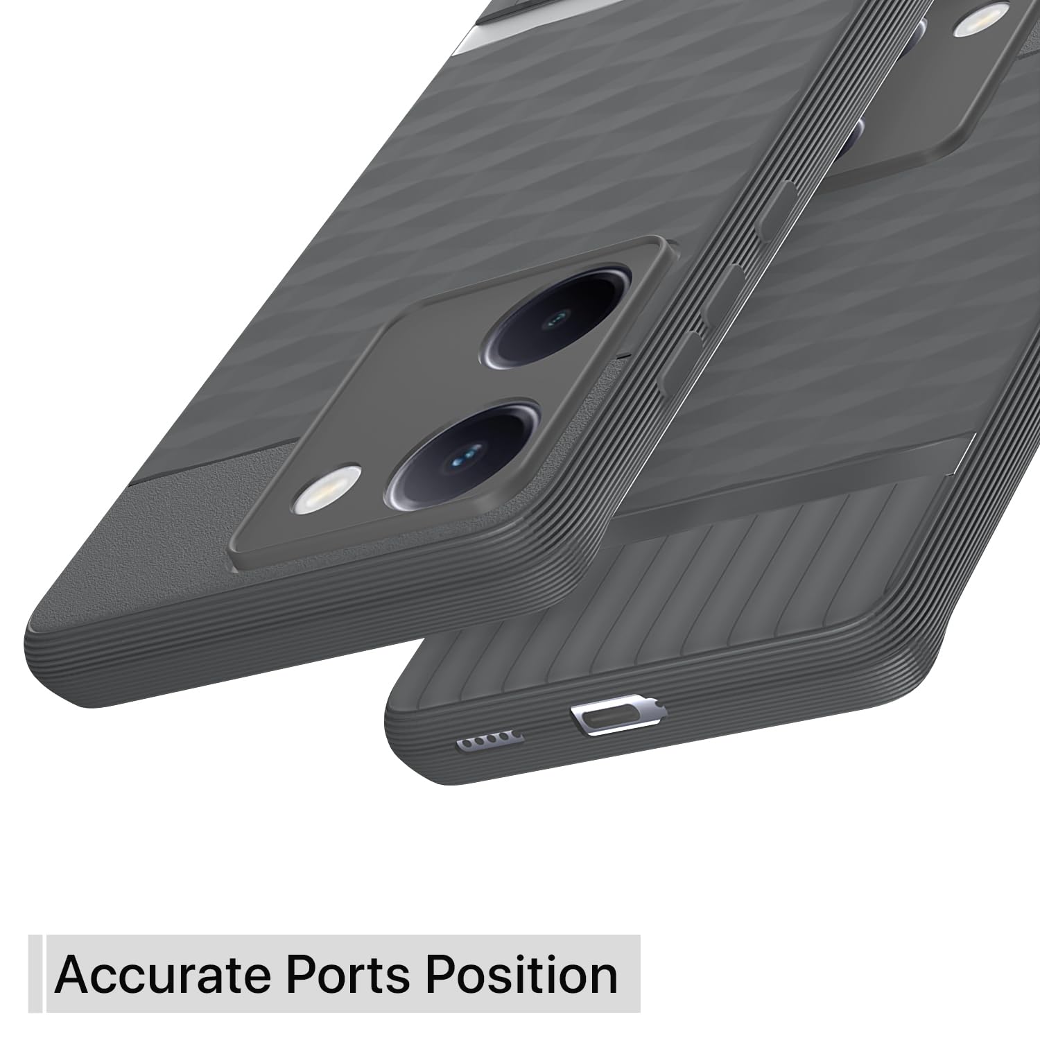 Pikkme Vivo Y300 Plus 5G Shockproof Soft Flexible Gencase Back Cover (Grey)