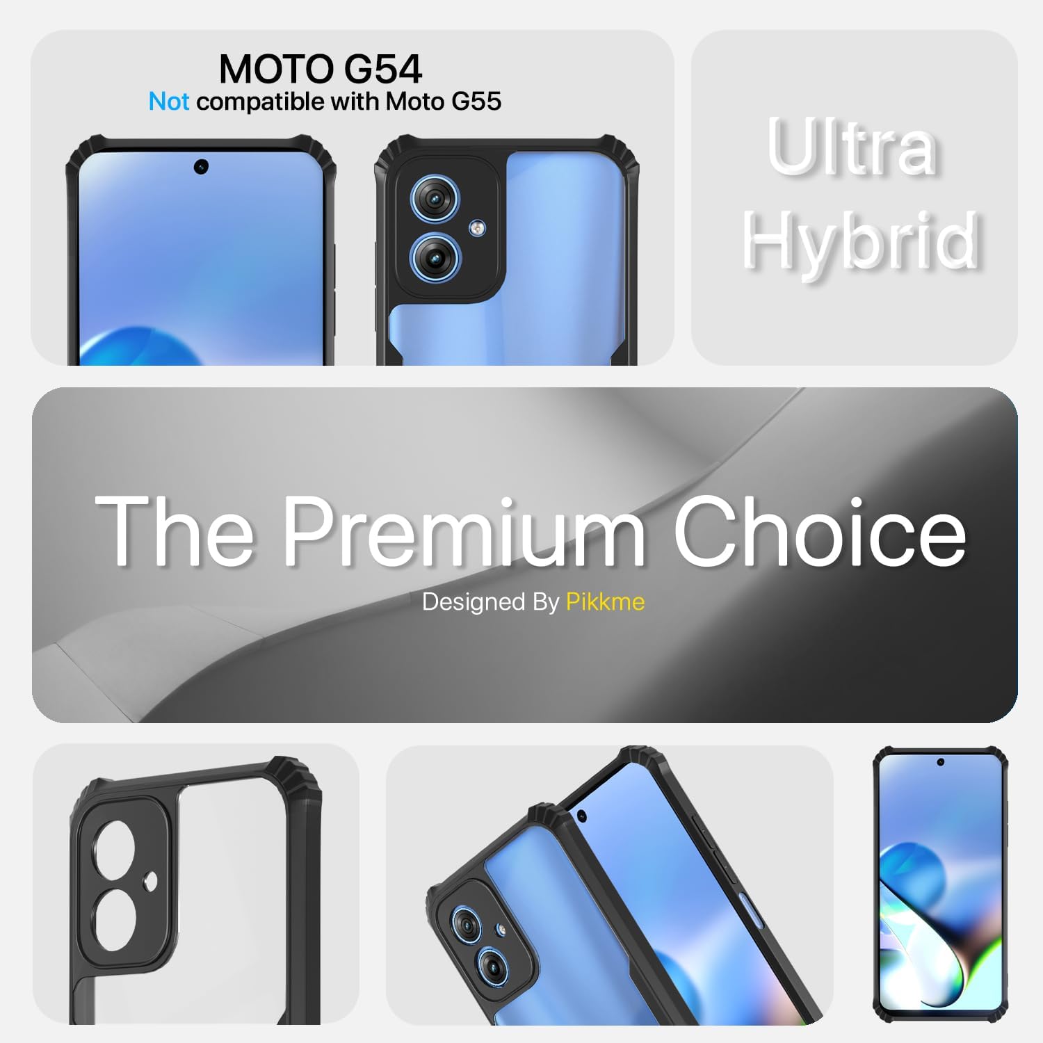 Pikkme black Hybrid mobile back cover for Moto G54/G64 5G – photo 3