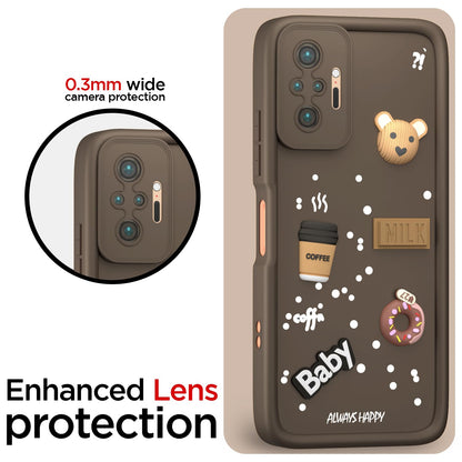 Pikkme Redmi Note 10 Pro/Note 10 Pro Max Cute Fun Cartoon 3D Bear Coffee Back Cover (Brown)