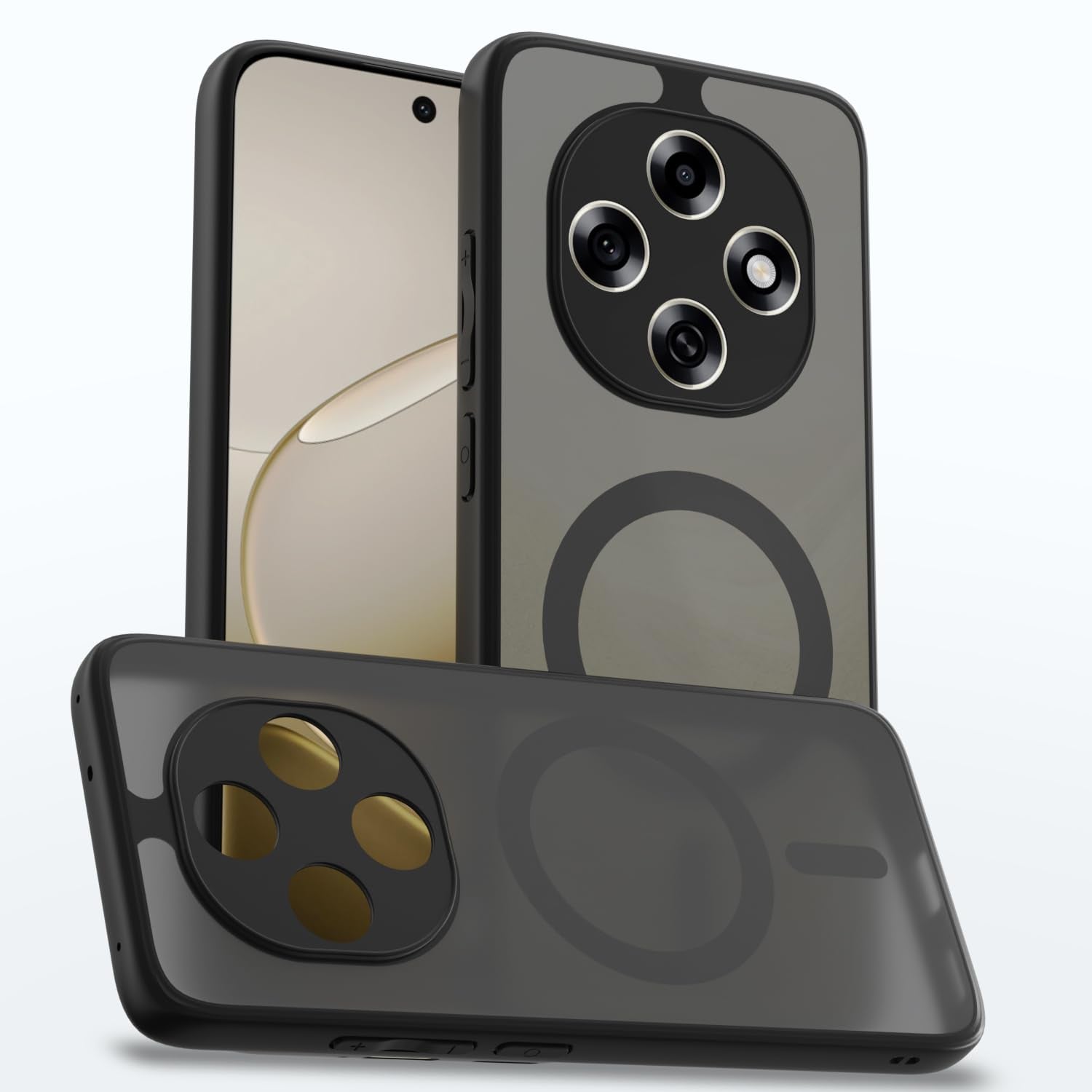Oppo F31 Pro 5G MagSafe back cover in black smoke mag-safe by Pikkme