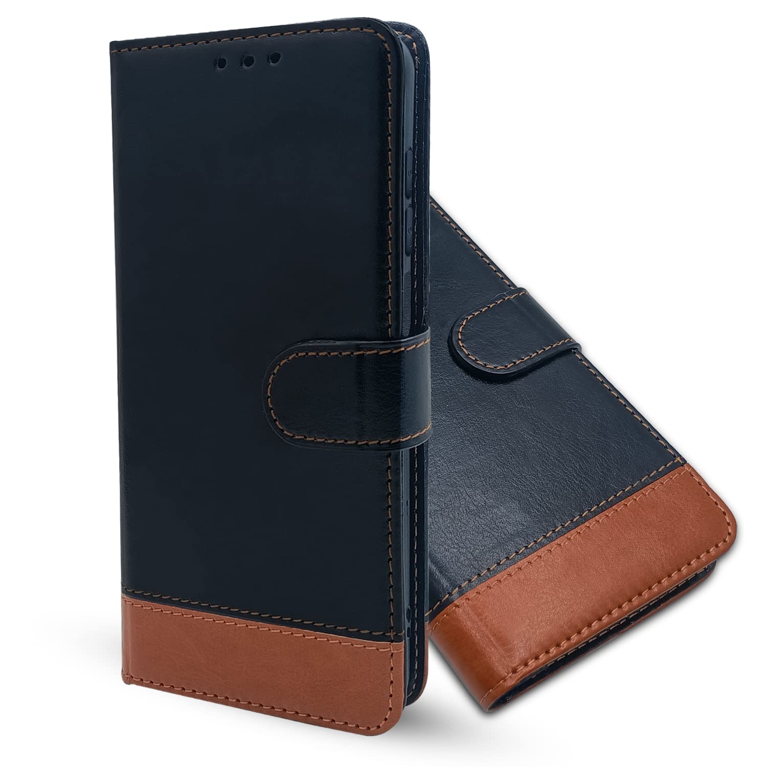 Black & brown Magnetic wallet flip cover for Moto Edge 20 5G – Pikkme