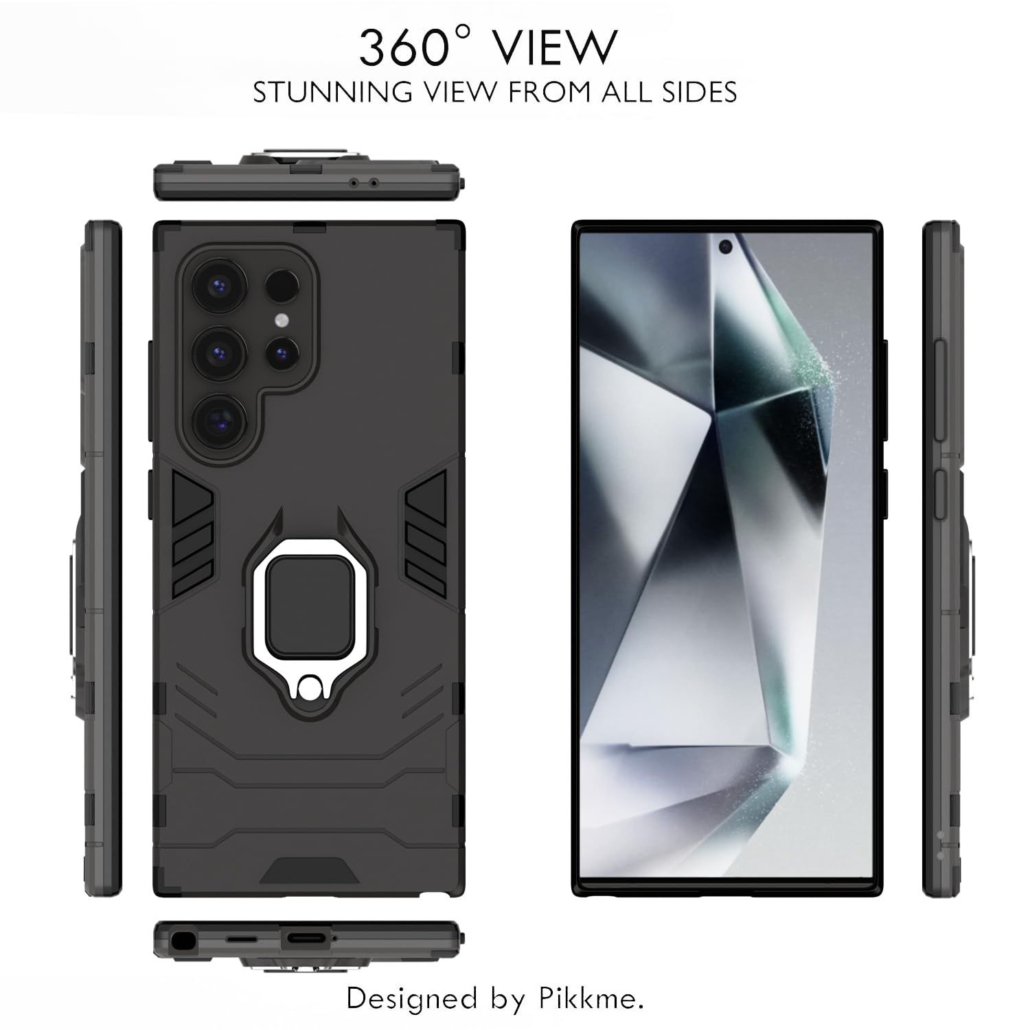 Pikkme Samsung Galaxy S25 Ultra 5G D5 Tough Armor Back Cover (Black)
