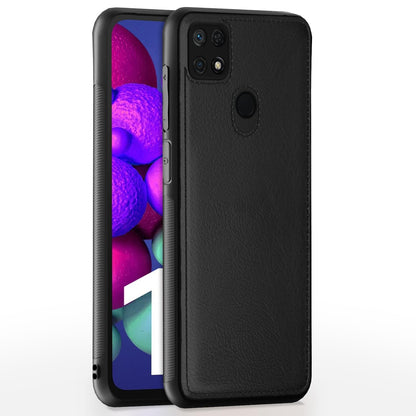 Pikkme black Leather mobile back cover for Redmi 10/10 Power
