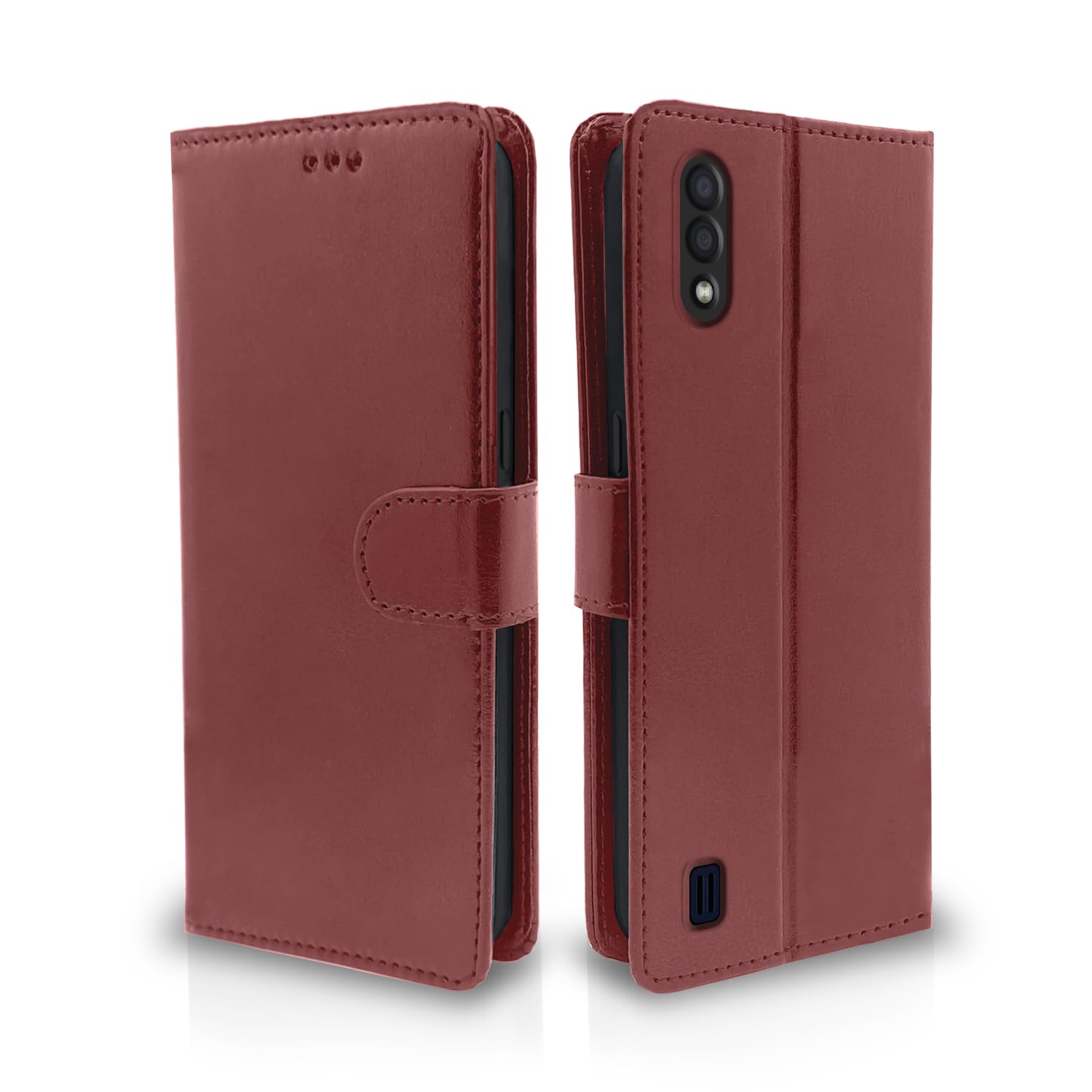 Samsung M01 wallet flip cover in brown by Pikkme