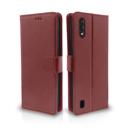 Samsung M01 wallet flip cover in brown by Pikkme