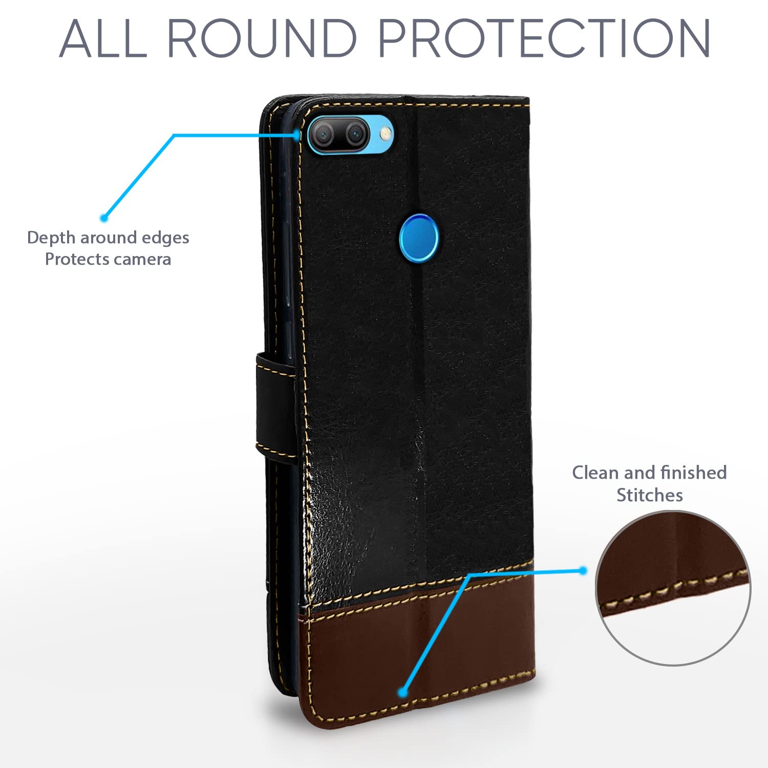 Black & brown mobile flip cover for Honor 9n – Pikkme – photo 4