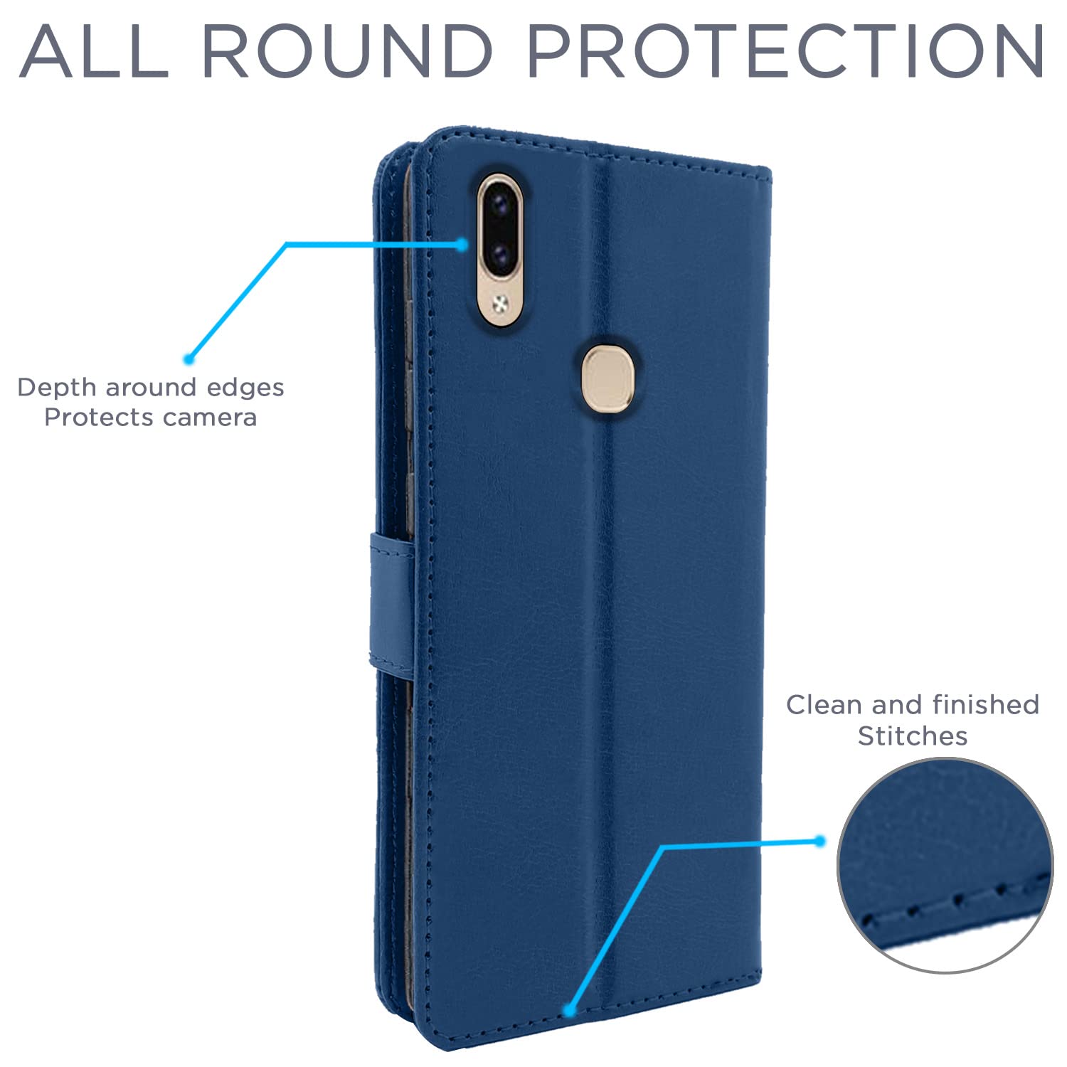 Pikkme Vivo V9/V9 Pro/V9 Wallet blue wallet flip cover – photo 3