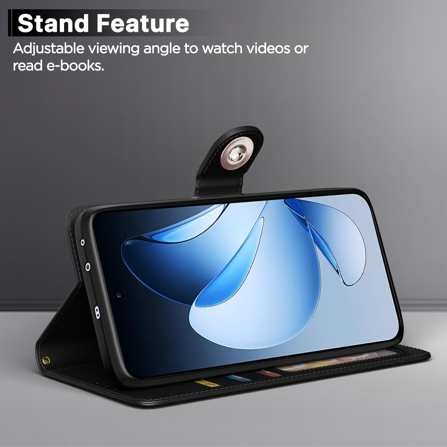 Pikkme black Button wallet flip cover for Oppo Reno 13 5G – photo 3