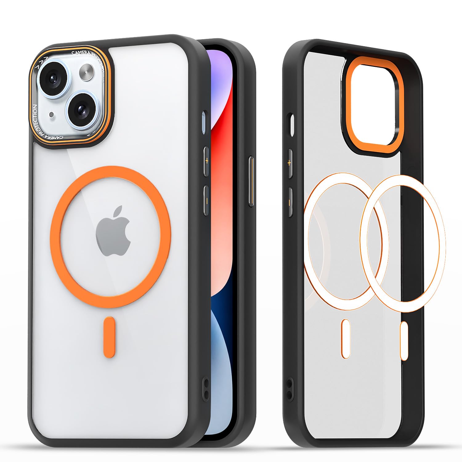 Pikkme iPhone 15 black & orange mag-safe mobile cover