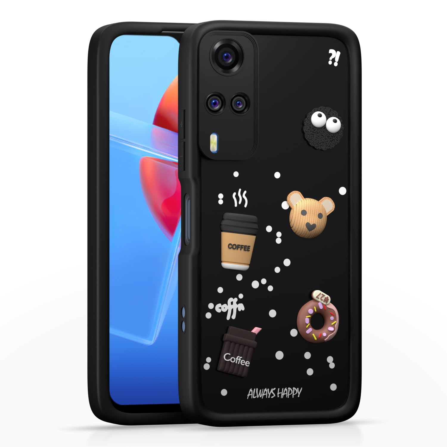 Pikkme Vivo Y31 / Y51 Cute Fun Cartoon 3D Bear Silicon Back Cover - Black