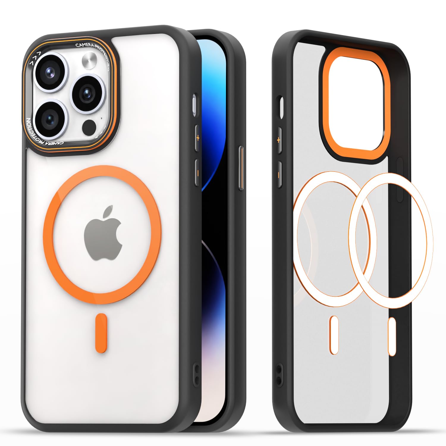 Black & orange mag-safe back cover for iPhone 14 Pro – Pikkme