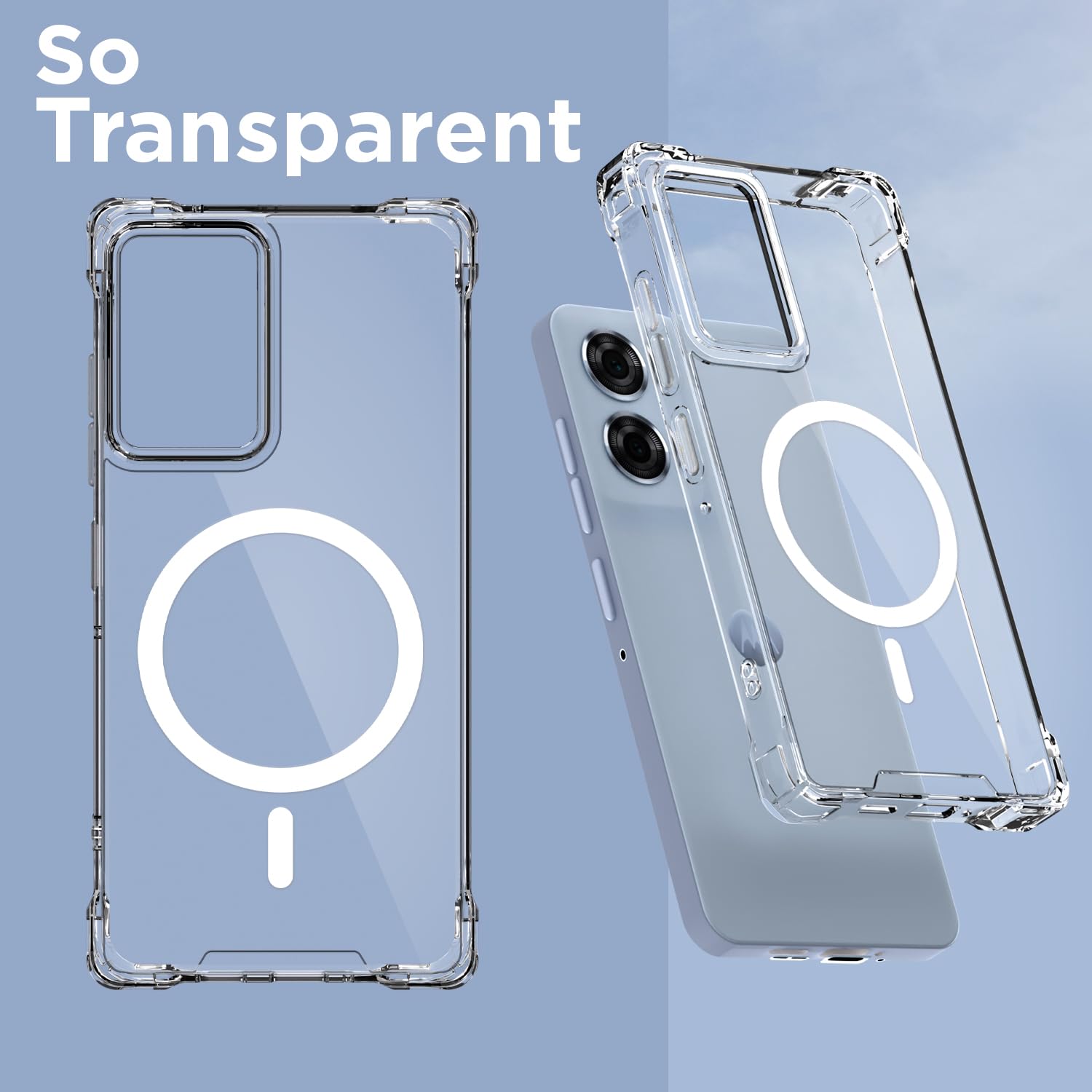 Pikkme Motorola Moto Edge 50 Fusion 5G Mag-Safe Shockproof PC + TPU Back Cover (Transparent)