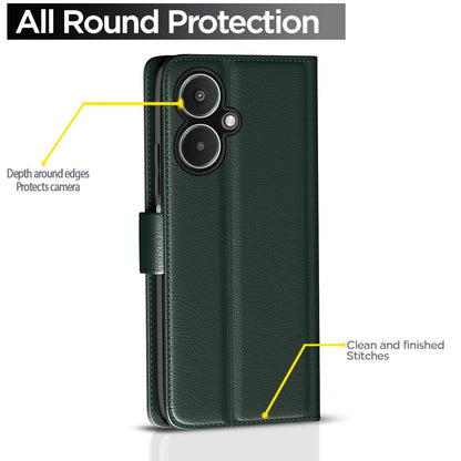 Pikkme Redmi 13C 4G/Poco C65 Vintage Flip Cover (Green)