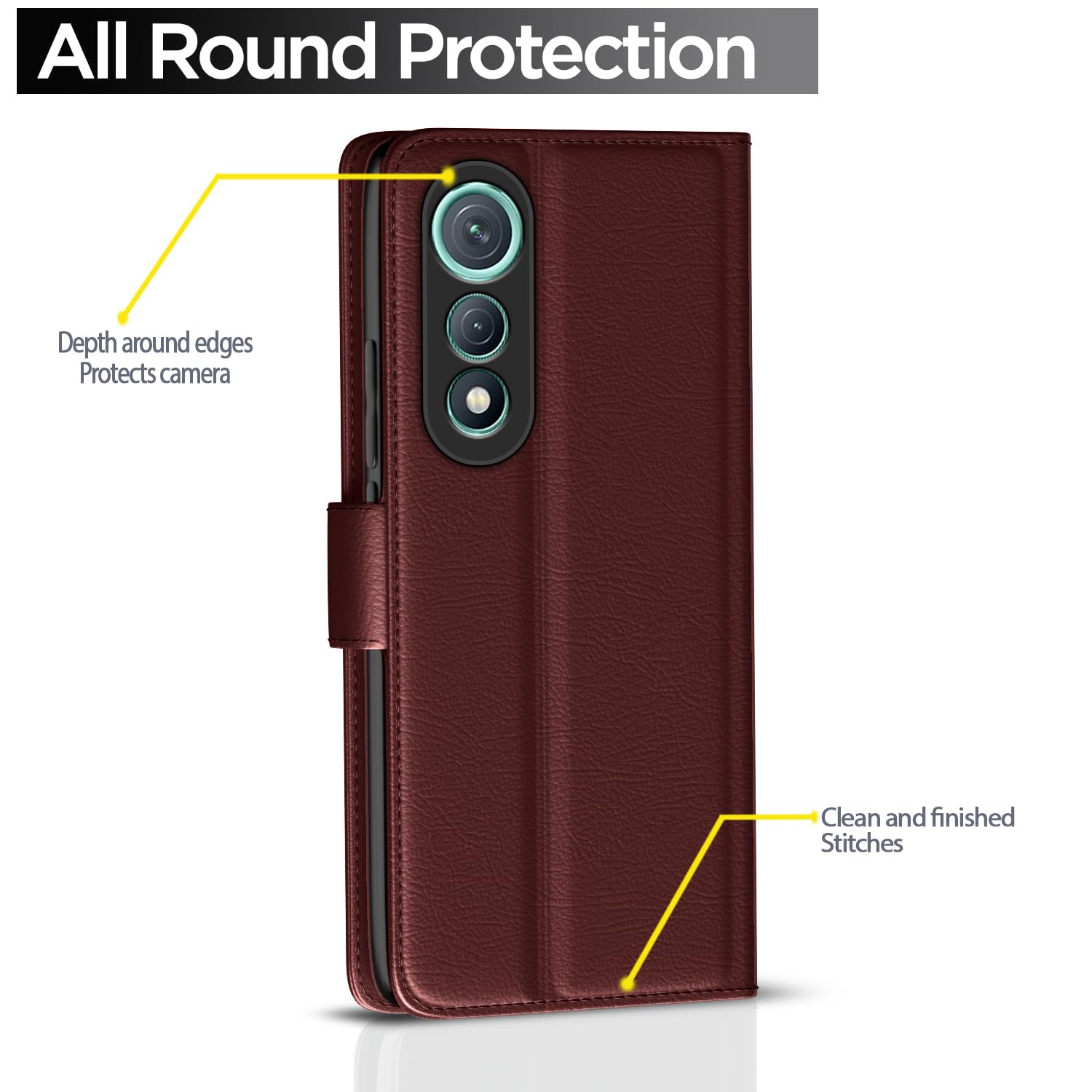 Pikkme Tecno Pova Curve 5G Premium Leather Finish Vintage Flip Cover (Brown)