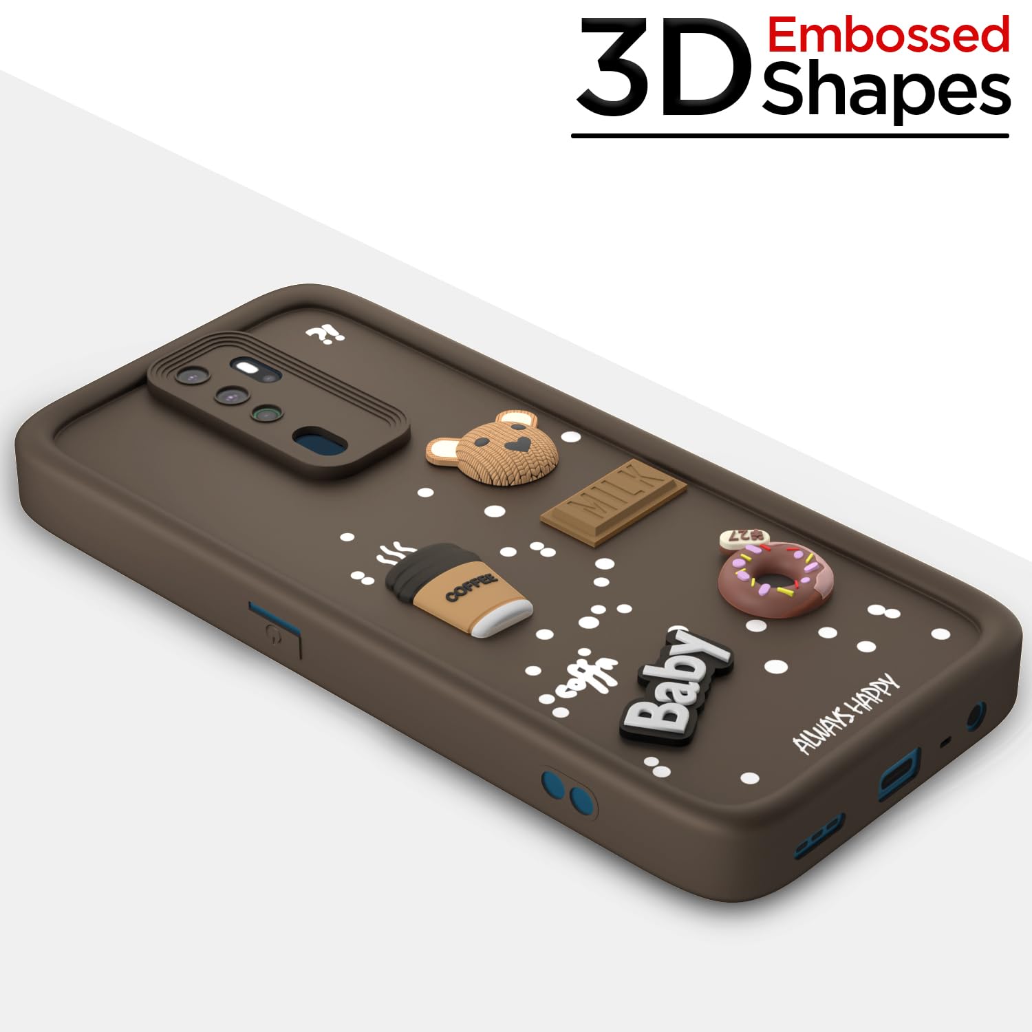 Oppo A5 2020/A9 2020/3D Silicone mobile back cover in brown by Pikkme – photo 3