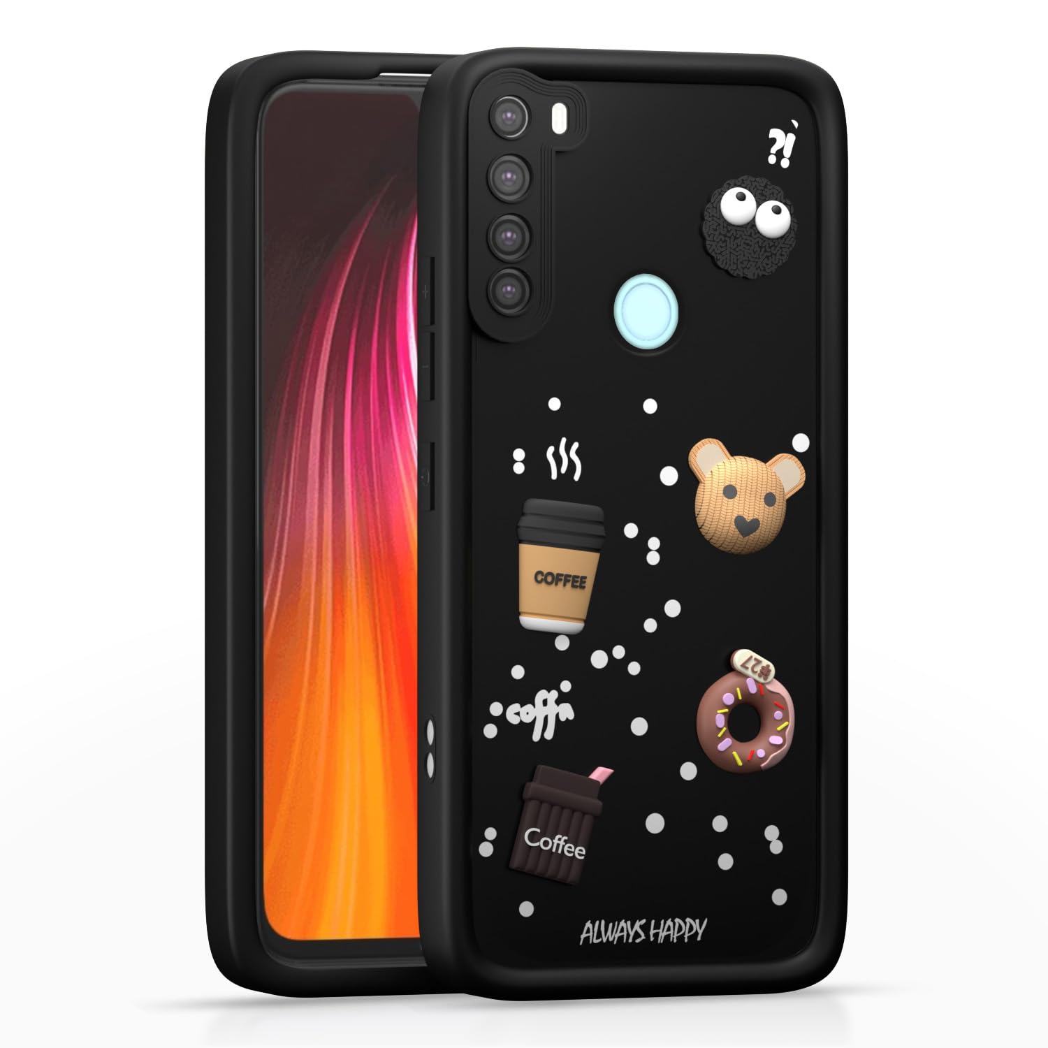 Pikkme black Silicone back cover for Redmi Note 8/3D