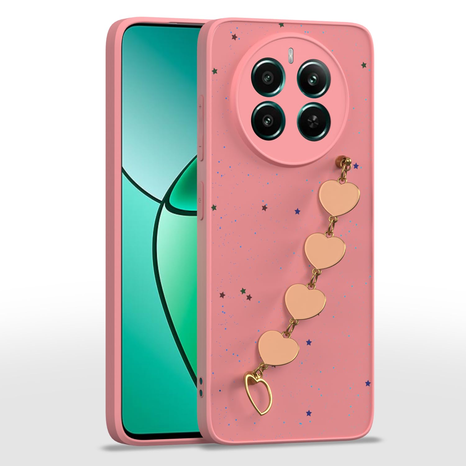 Pikkme pink Chain phone cover for Realme 12 Plus/P1/Narzo 70/70 Pro 5G