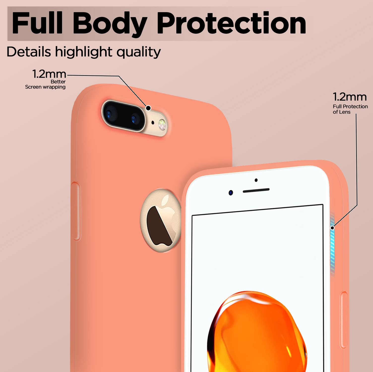 iPhone 7 Plus/8 Plus Soft Silicone phone cover in new peach by Pikkme – photo 3