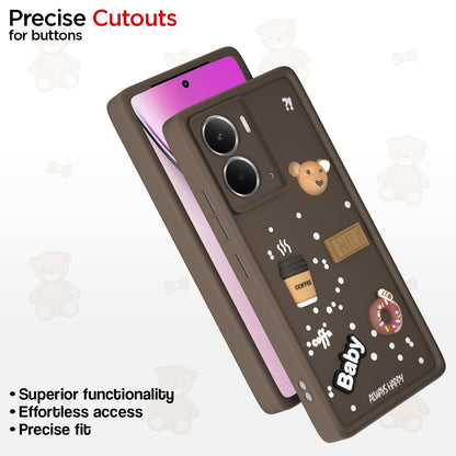 Pikkme Realme P3 5G Cute Fun Cartoon 3D Bear Coffee Back Cover (Brown)