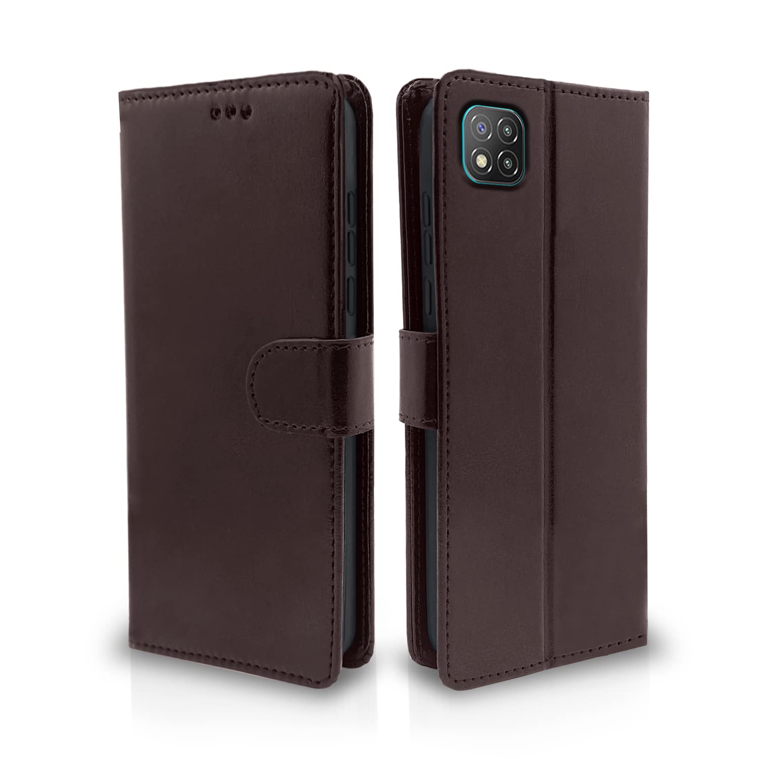 Pikkme Poco C3 Vintage Flip Cover (Coffee)