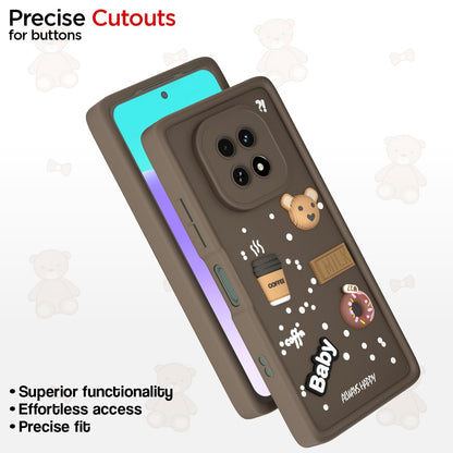 Pikkme  Realme C63 5G  Cute Fun Cartoon 3D Bear Coffee Back Cover (Brown)