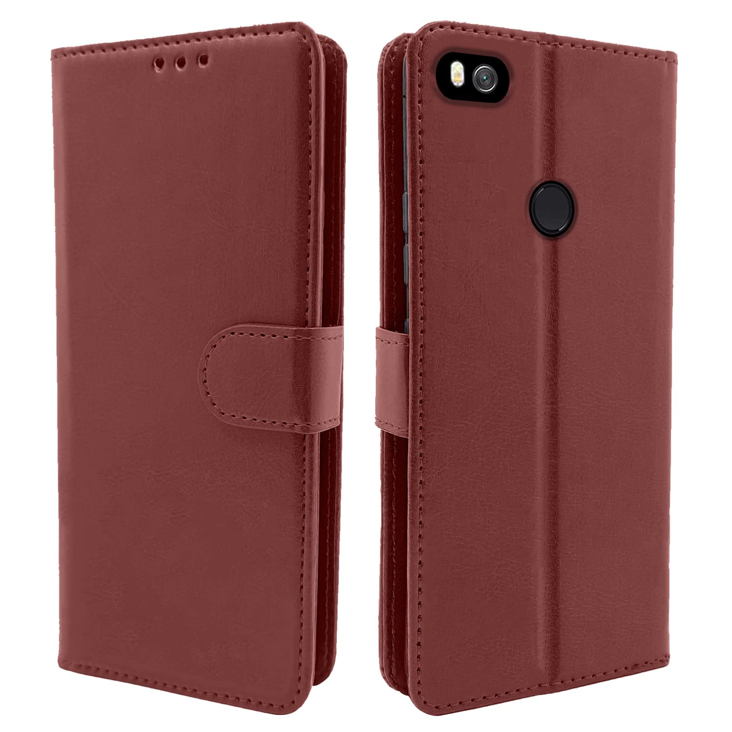 Pikkme brown Wallet flip case for Redmi 4