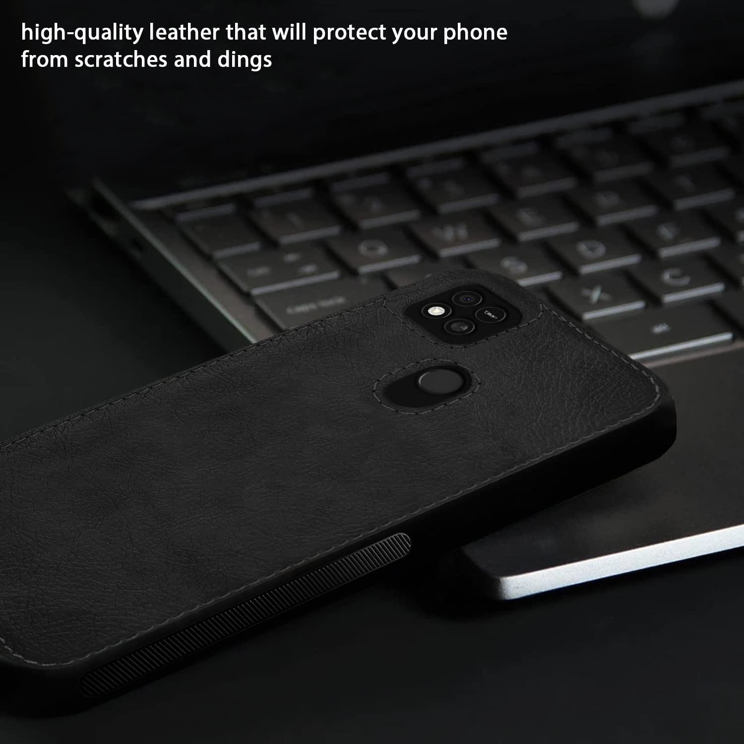 Redmi 10A/9/9C Leather mobile back cover in black by Pikkme – photo 5