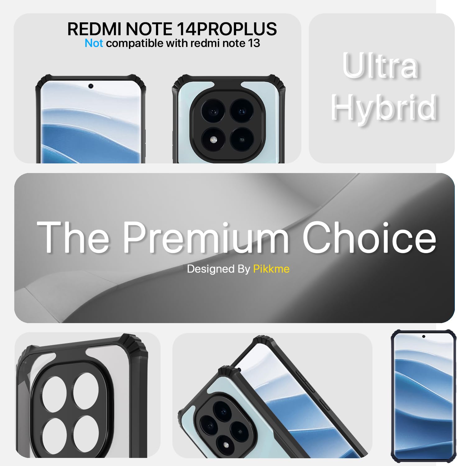 Pikkme Redmi Note 14 Pro/Note 14 Pro Plus 5G Clear black mobile back cover – photo 2