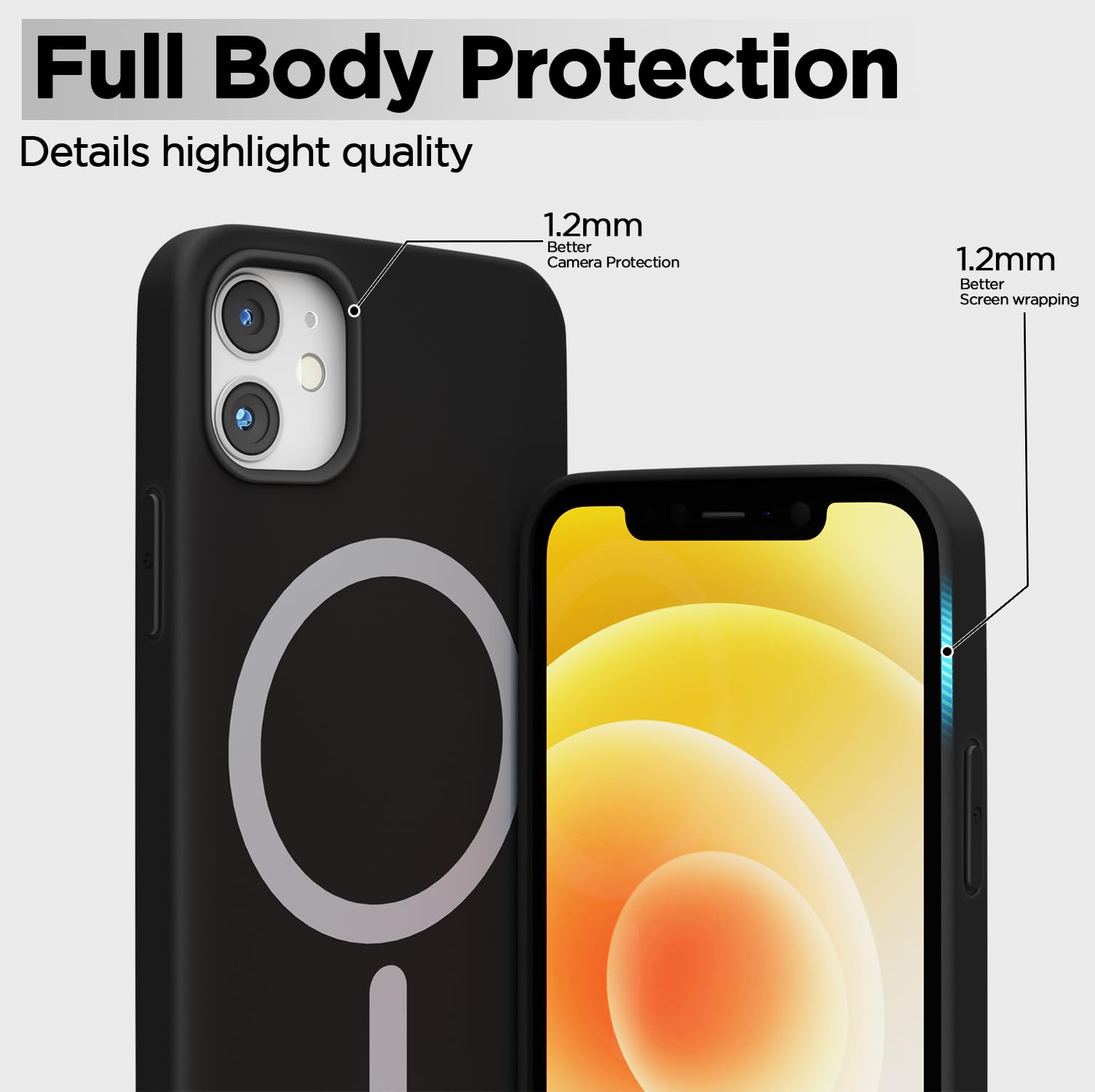 Black Soft Silicone back cover for iPhone 12/12 Pro – Pikkme – photo 2