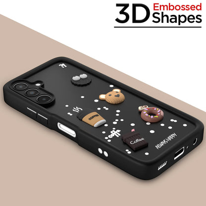 Pikkme Samsung Galaxy A14 4G / A14 5G Cute Fun Cartoon 3D Bear Coffee Back Cover (Black)