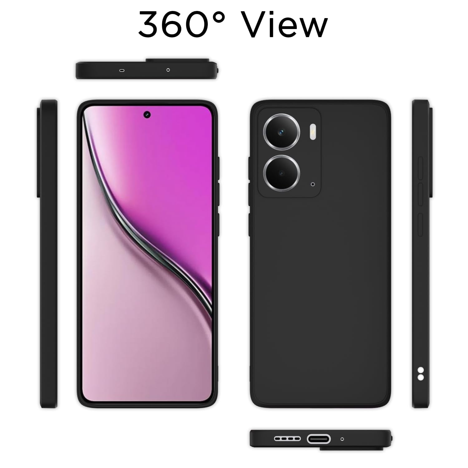 Pikkme Realme P3 5G Soft Matte Silicone Shockproof Case (Black)
