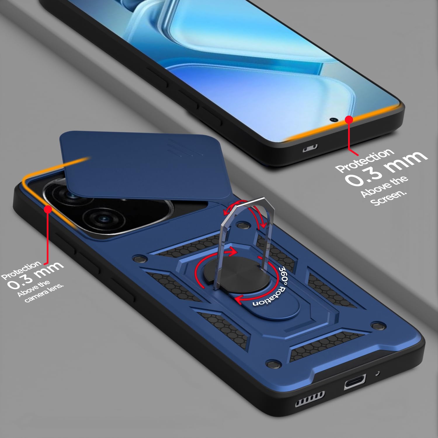 iQOO Neo 10R 5G/Z9 Turbo 5G/Vivo Y200 GT 5G/360 D10 Camera Shield mobile cover in blue by Pikkme – photo 4