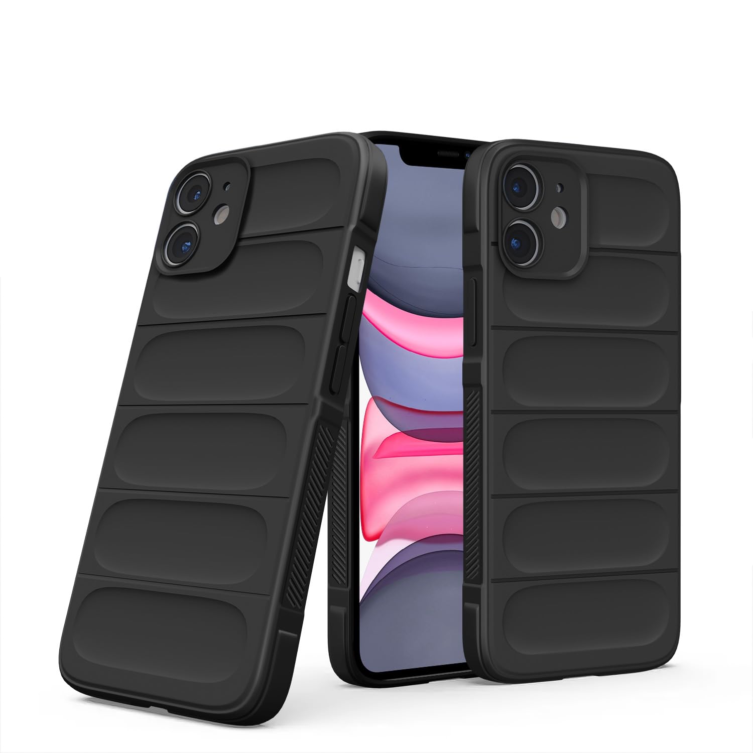 Pikkme iPhone 11 ZigZag Soft matte Liquid Silicone Back Cover (Black)