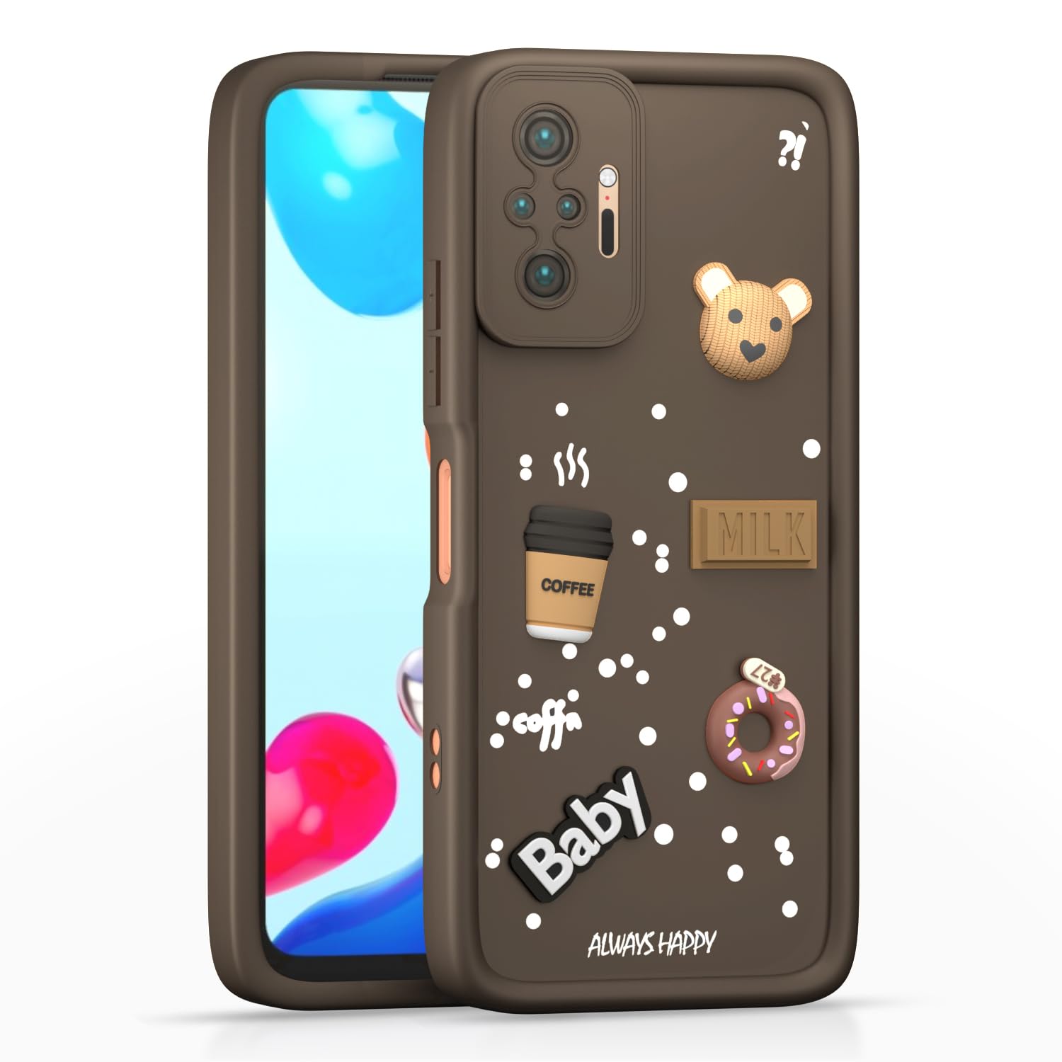 Pikkme Redmi Note 10 Pro/Note 10 Pro Max Cute Fun Cartoon 3D Bear Coffee Back Cover (Brown)