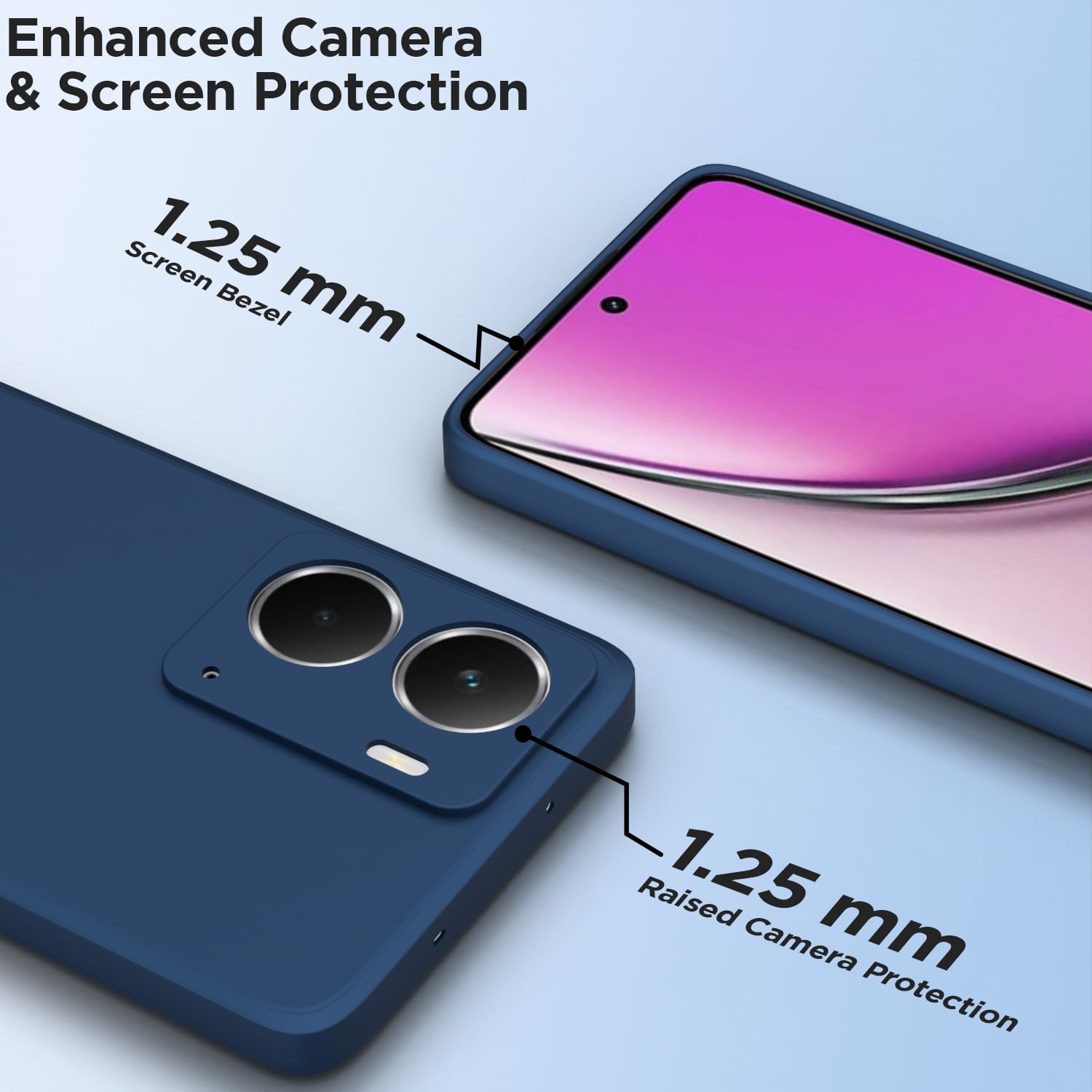 Pikkme Realme P3 5G Soft Matte Silicone Shockproof Case (Blue)