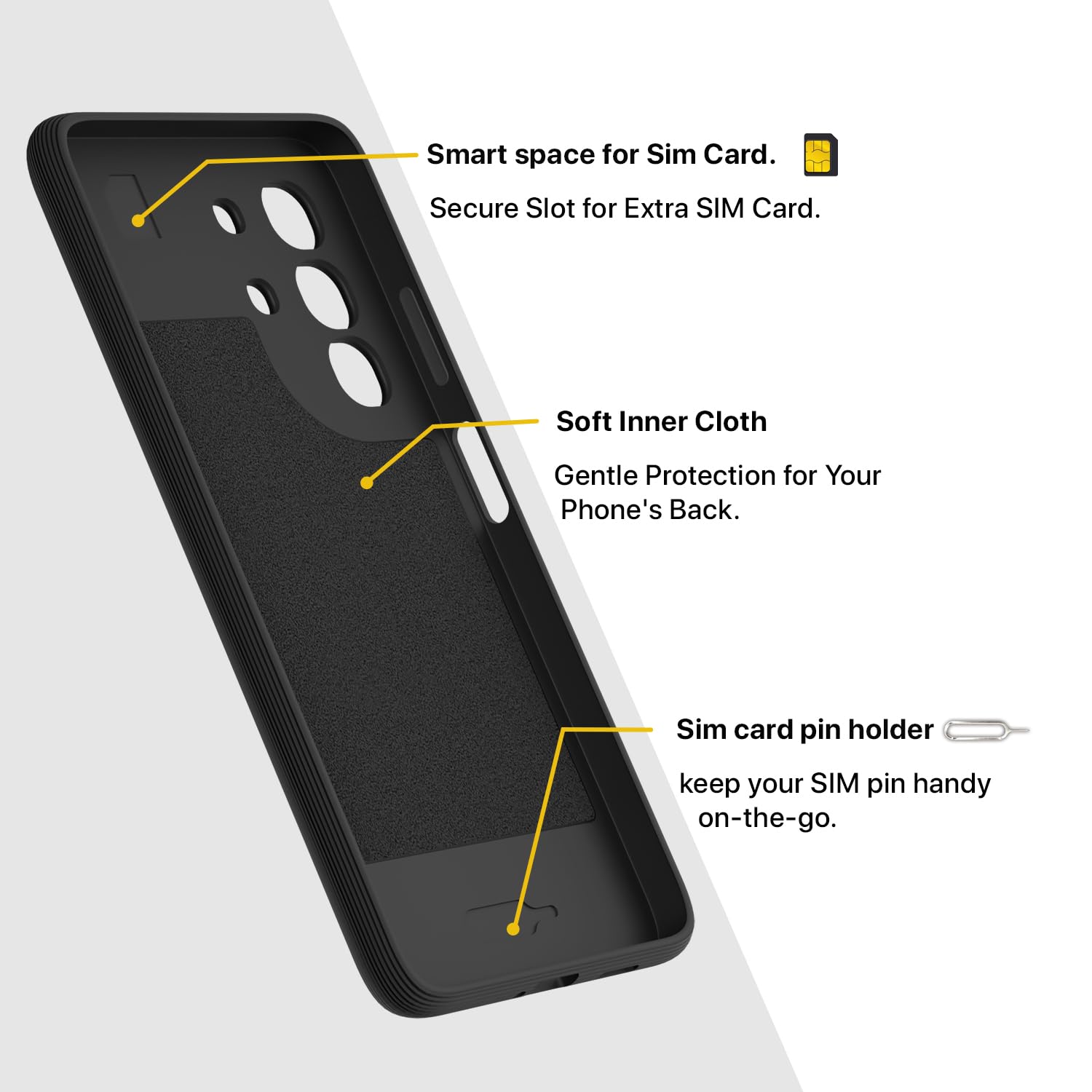 Pikkme Vivo T4x 5G Shockproof Soft Flexible Gencase Back Cover (Black)