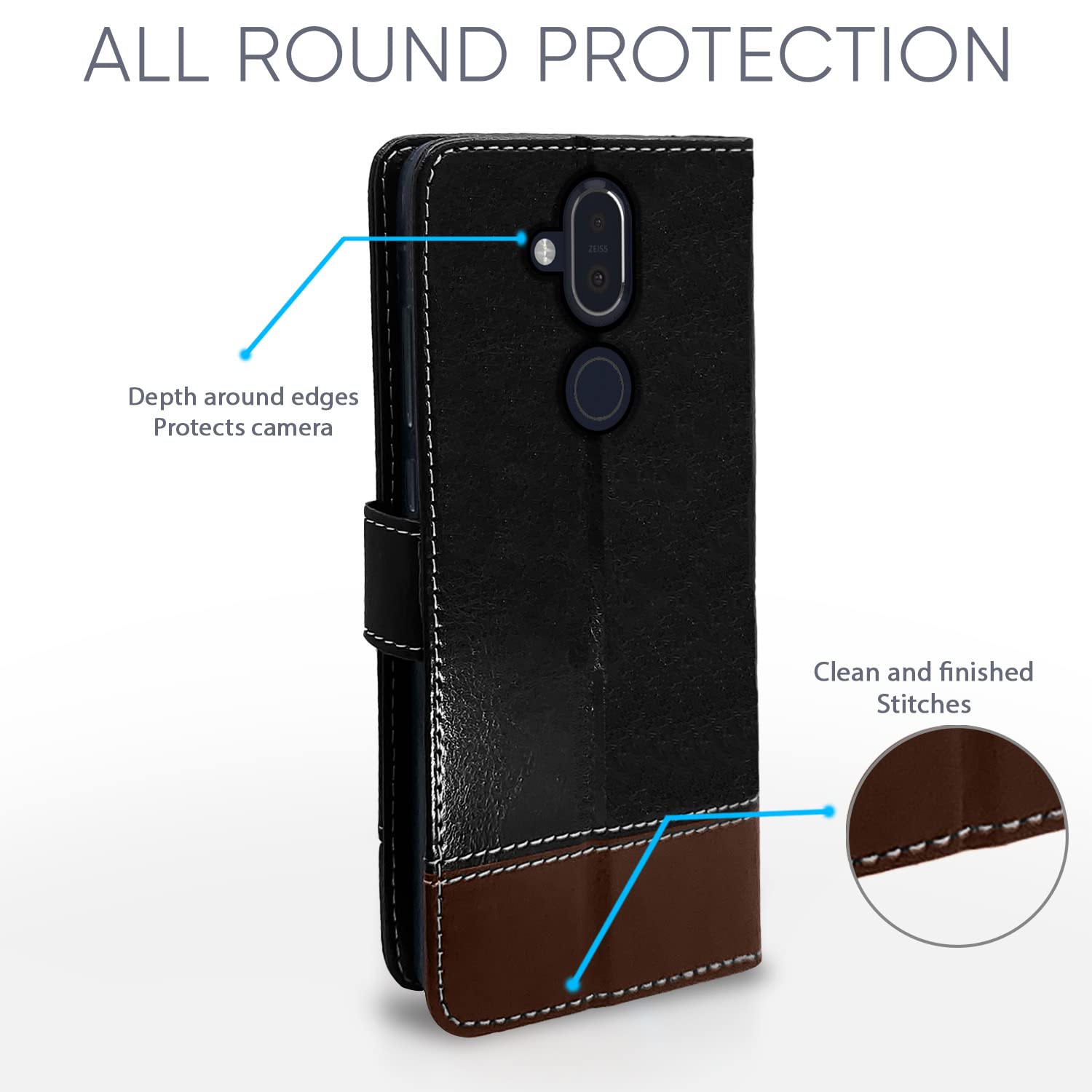 Pikkme black & brown Magnetic flip cover for Nokia 8.1 – photo 4
