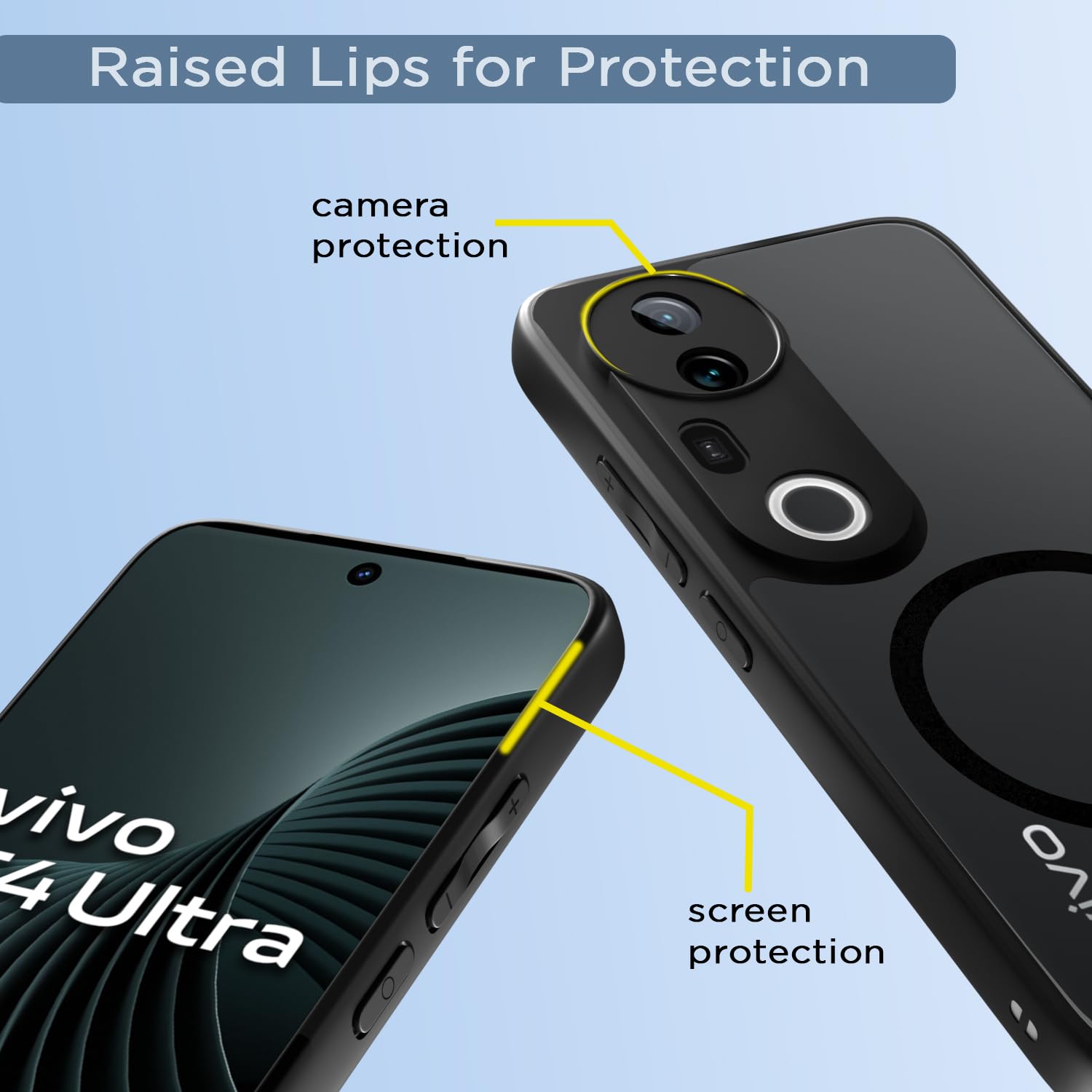 Pikkme Vivo T4 Ultra 5G Eagle 2 Mag-Safe Shockproof Hard Transparent Back Cover (Black)