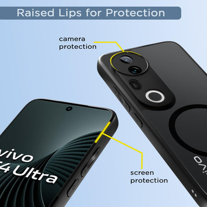 Pikkme Vivo T4 Ultra 5G Eagle 2 Mag-Safe Shockproof Hard Transparent Back Cover (Black)