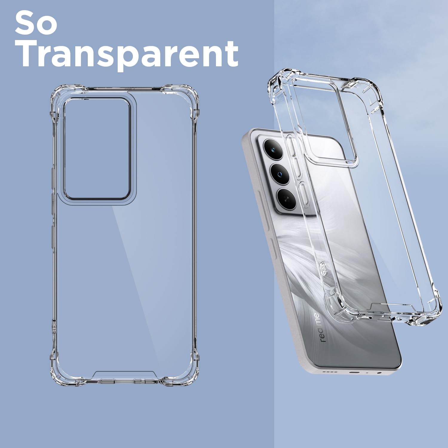 Pikkme Realme C71  PC + TPU Crystal Clear Back Cover (Transparent)