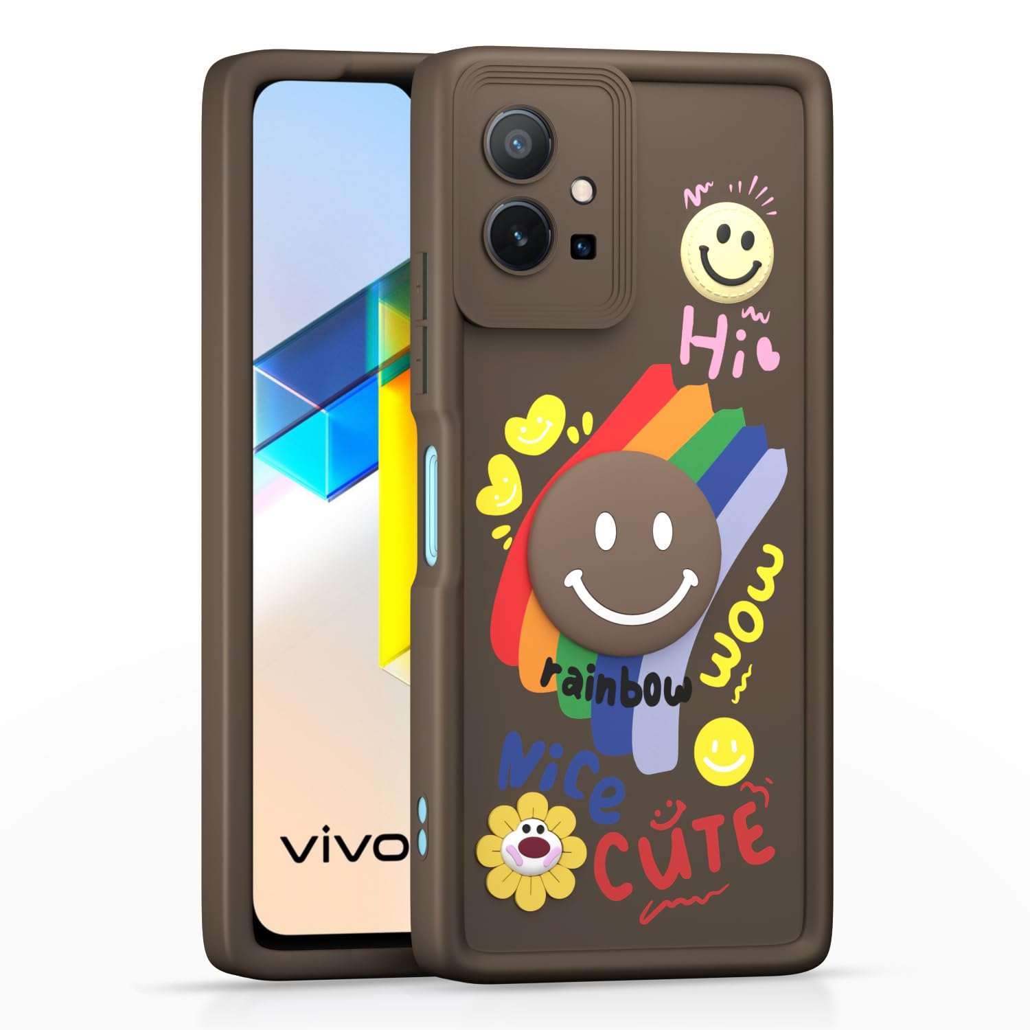 Vivo T1/Y75/iQOO Z6 5G Soft Silicone back cover in brown by Pikkme
