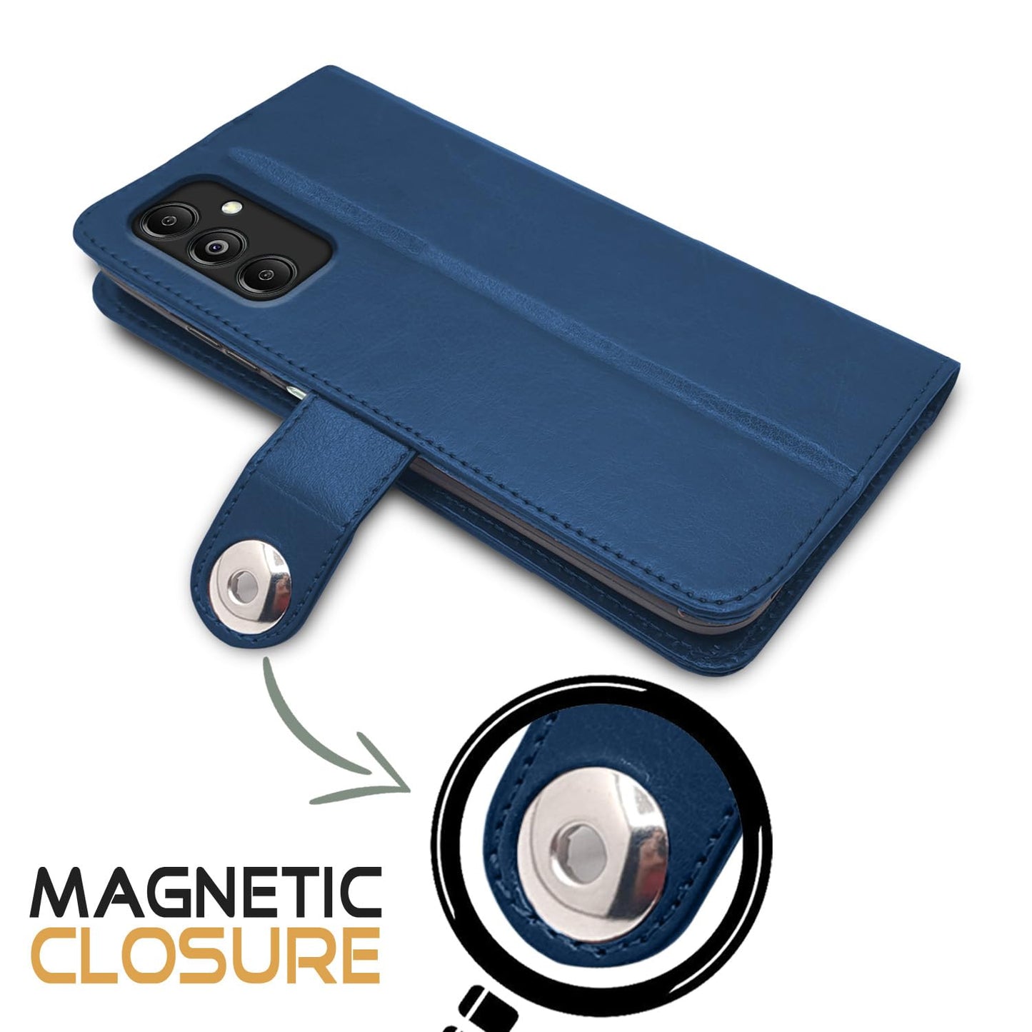 Pikkme Samsung Galaxy M13 4G Button Flip Cover (Blue)