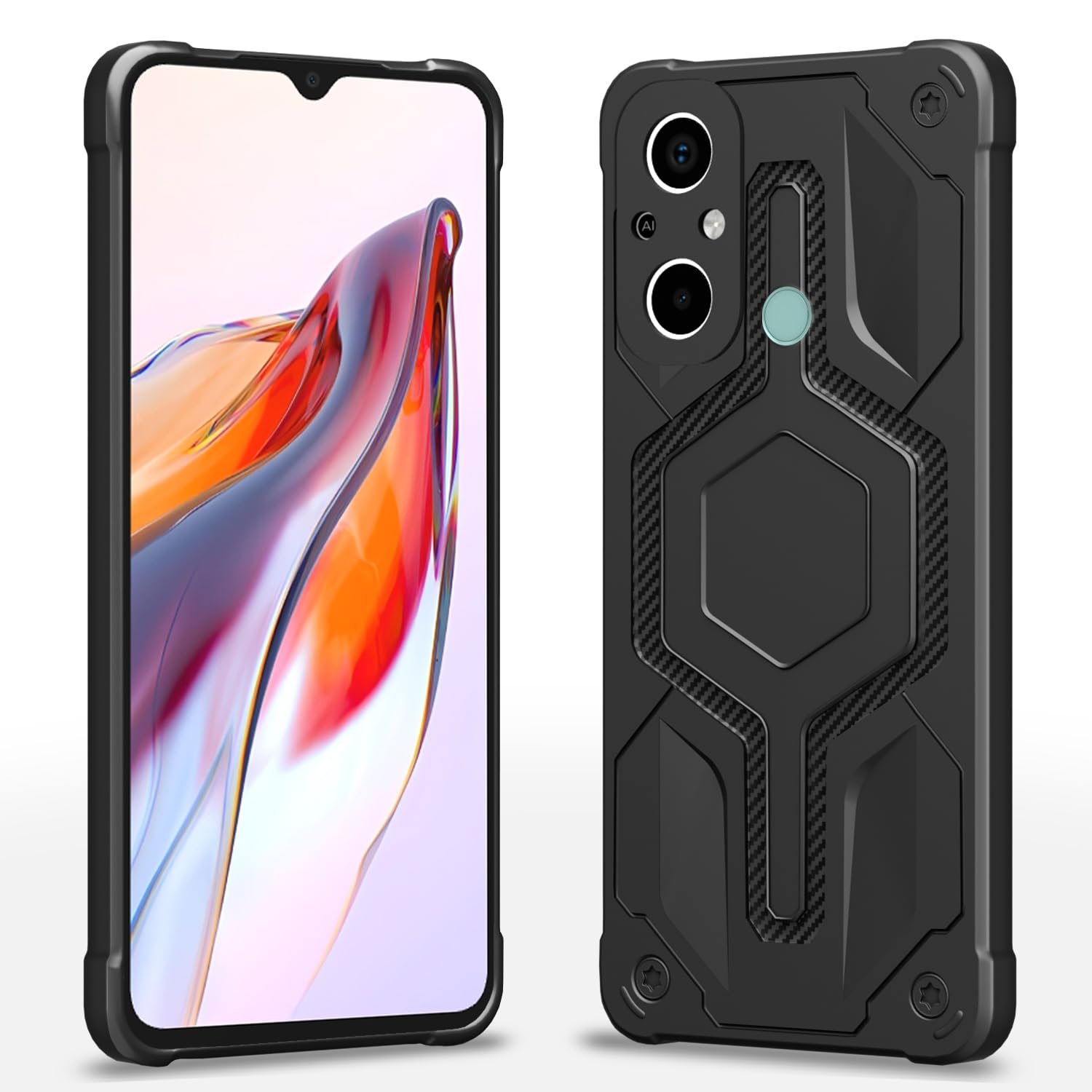 Redmi 12C/Poco C55 Hybrid phone cover in black by Pikkme
