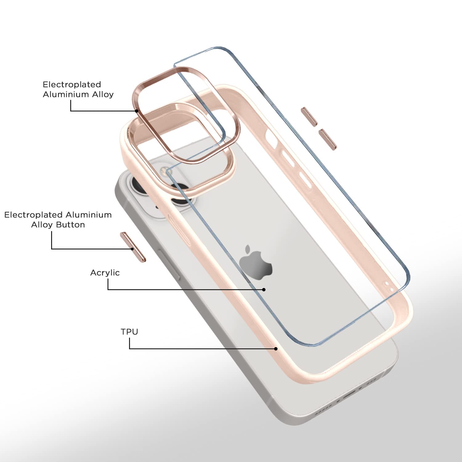 Pikkme iPhone 13 Electroplated Chrome Metal Ring Back Cover (Face)