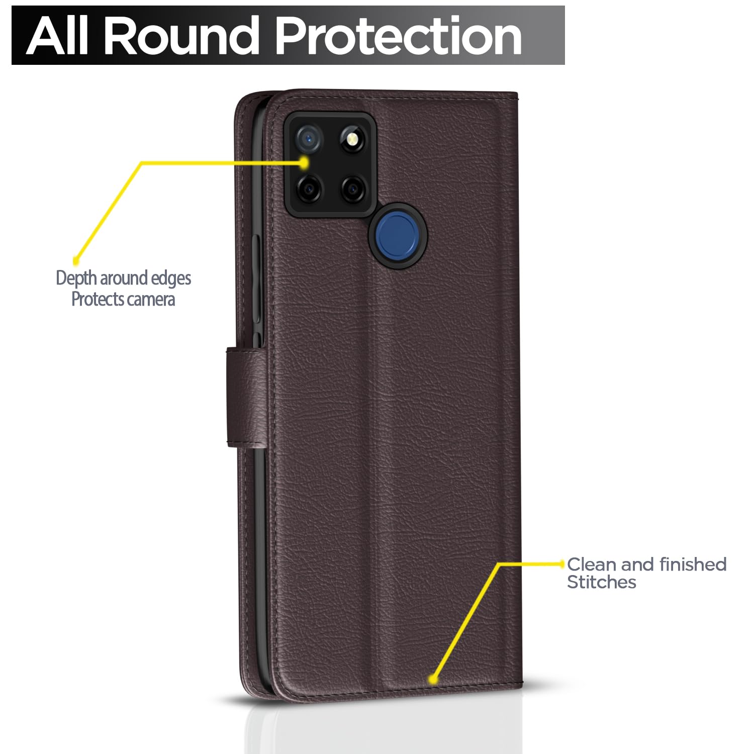 Pikkme Realme C12/Narzo 20/Narzo 30A/C25 Button coffee flip cover – photo 4