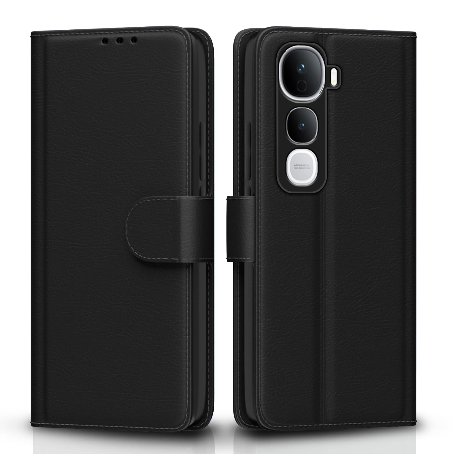 Vivo Y400 Pro 5G wallet flip cover in black by Pikkme