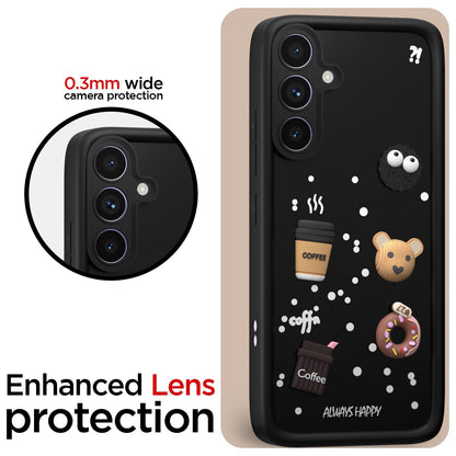 Pikkme Samsung Galaxy A54 5G Cute Fun Cartoon 3D Bear Coffee Back Cover (Black)